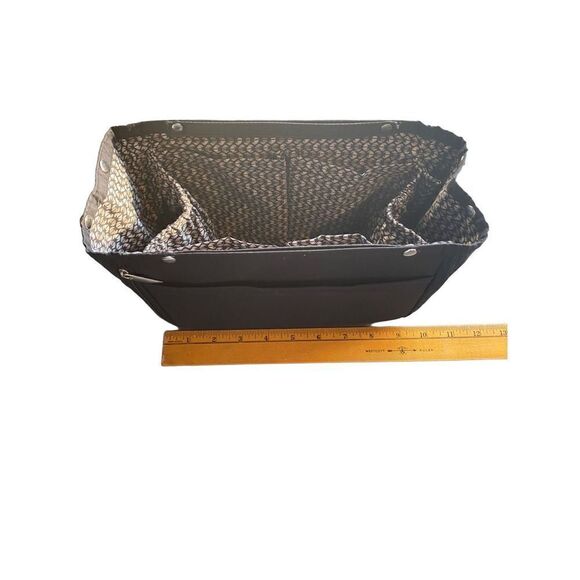 In Bag black nylon fabric bag insert with black white grey pattern lining adjust - Picture 2 of 7